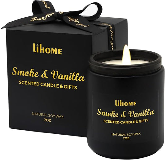 Natural Soy Wax Candles for Home - Room Decor, Gifts - Smoke Vanilla Black Scented Candles