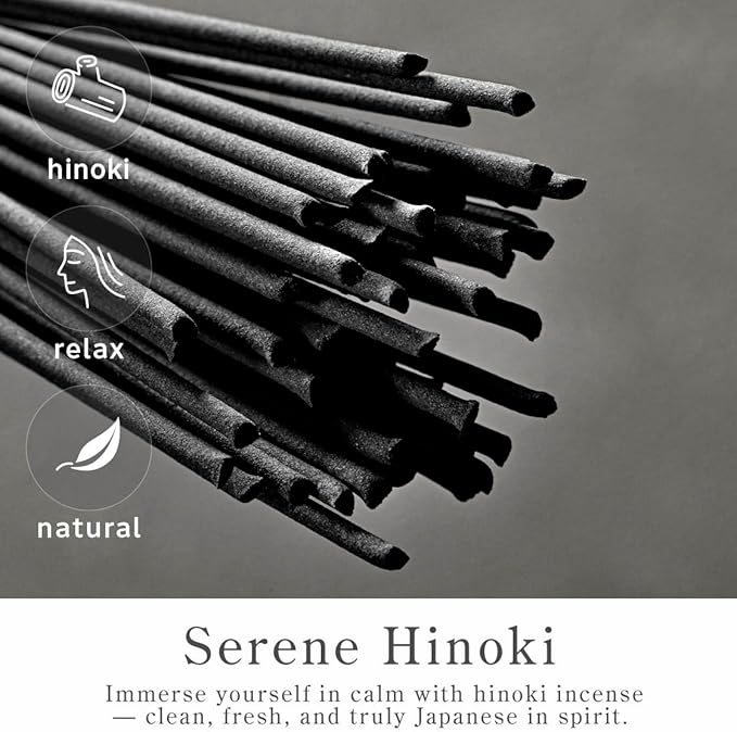Kyoto Hinoki Incense Sticks - Japanese Temple Aroma, Ideal for Relaxation & Meditation, Approx. 60 Sticks (0.044 Pounds) - Premium Quality Incense for Spiritual & Home Use Nagomikobo