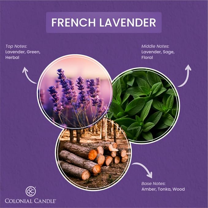 Colonial Candle French Lavender Scented Jar Candle, 2 Wick, 3.5 oz, Mottled Wax Candle