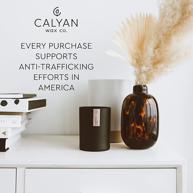 Calyan Wax Co. Soy Wax Candle | Grapefruit + Flora Scented Candle | 75 Hour Burn Time, Aromatherapy Soy Candles, Non Toxic & Vegan Soy Wax, Black Tumbler Scented Candles, 13oz