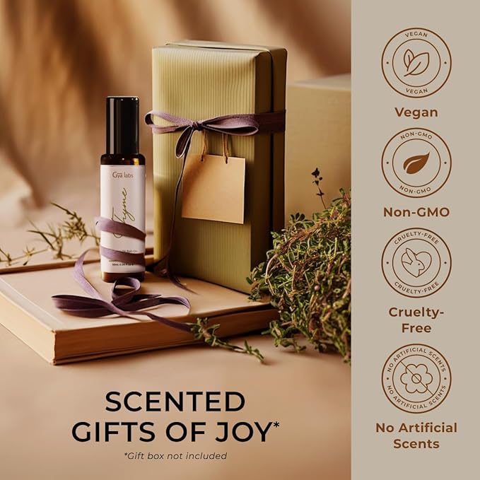 Gya Labs Thyme Essential Oil Roll On - 0.34 Fl Oz - Travel Size Roller for Camping, Skin, Aromatherapy Relief, Convenience