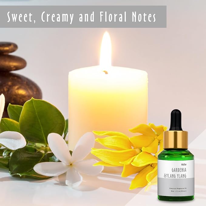 Gardenia &Ylang Ylang Fragrance Oil, MitFlor 30ml Aromatherapy Essential Oil, Premium Fragrance Oil for Soap & Candle Making, Floral Scent for Diffusers for Home
