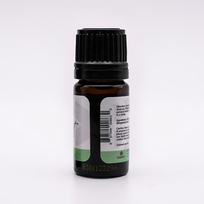 Essence Bergamot Essential Oil – Pure & Therapeutic Grade – Perfect for Aromatherapy, Diffusers & Recharging Essence Nasal Diffuser Rings – Natural Stress & Mood Support (5mL)