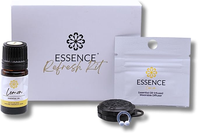 Essence Wearable Aromatherapy Nasal Diffuser – Lemon Essential Oil Nose Ring Silicone Inhaler for Stress & Mood Support - Made in USA & Travel-Friendly