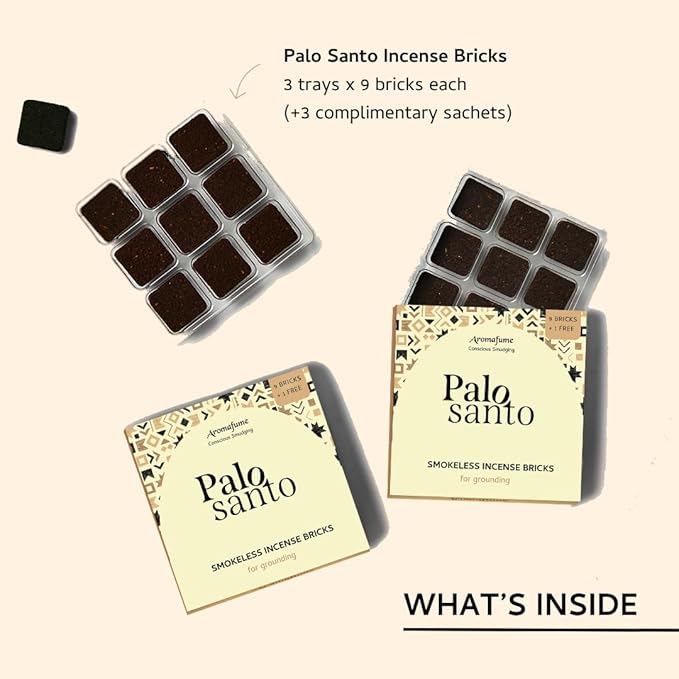 Aromafume Palo Santo Incense Bricks (3 Trays x 9 Pieces Each) | Ideal for deepened Spirituality, Meditation & Rituals | Made Using Pure Peruvian Palo Santo | Refill Pack