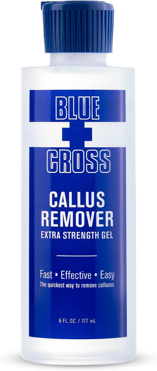 Blue Cross Callus Remover Gel for Feet or Heel, Extra Strength Professional Nail Care, File, Shaver, Scrubber & Pumice Stone Alternative for at Home Manicure/Pedicure Results, 6oz