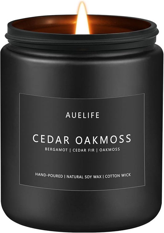 Cedar Oakmoss Candle | Scented Candles for Men - Soy Candles for Home Scented, Manly Candle for Bedroom, Man Gifts for Him/Friend -7oz