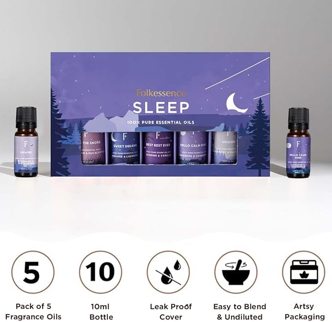 Folkulture Essential Oils for Home | Set of 5 (0.34 fl oz x 5) Vanilla Essential Oil or Lavender Diffuser Oils for Relaxation | Chamomile Essential Oil or Eucalyptus Oil Scents for Women