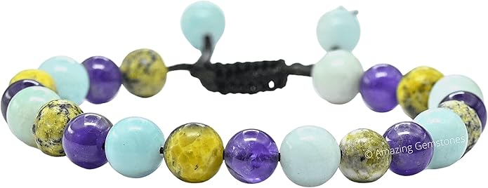 Natural Healing Crystal Bracelet for Women - Mens Bracelet Energy Balancing Gemstones Set - Adjustable Stone Bead Bracelet for Men and Women - Chakra Crystal Therapy Accessory, Meditation