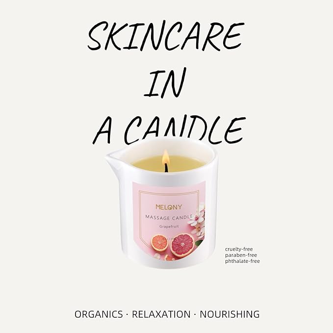MELONY Luxury Massage Candle - Moisturising, Body Oil Candles for Muscle Relaxation, 8.1OZ (Grapefruit)