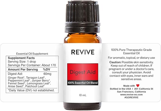 Digest Aid Essential Oil Blend by Revive Essential Oils - 100% Pure Therapeutic Grade, for Diffuser, Humidifier, Massage, Aromatherapy, Skin & Hair Care