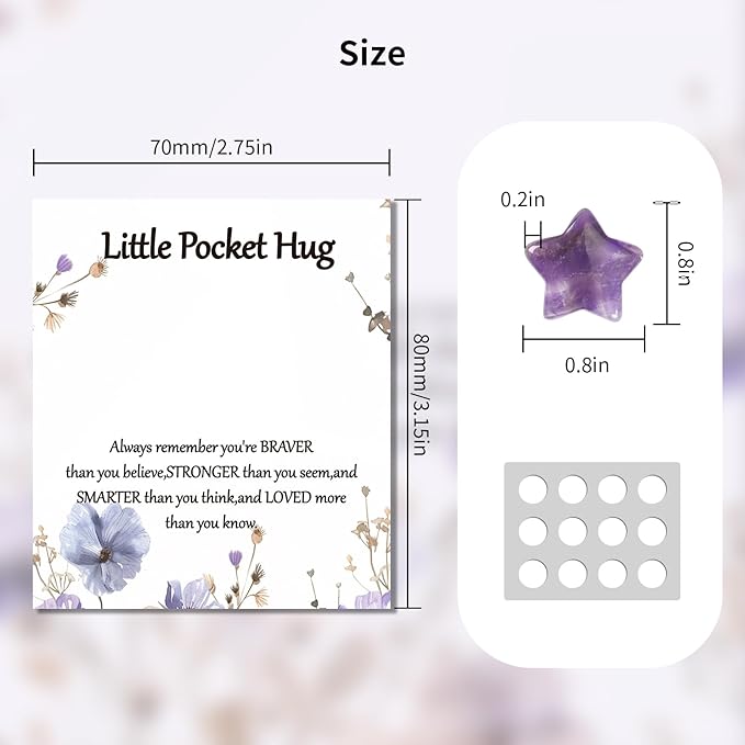40 Sets Bulk Little Star Worry Stones Pocket Hug Token Gift Card for Friends Funeral Favors Encouragement Gifts for Women Adults Party Favors