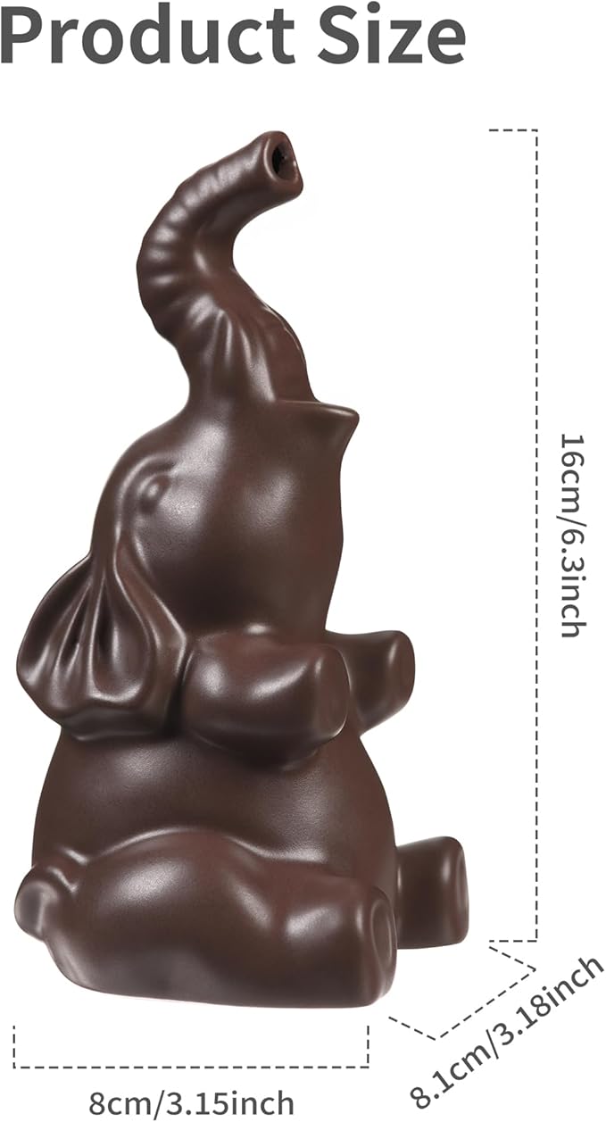 Potiera Small Cute Elephant Incense Holder, Handmade Ceramic Palo Santo and Cone Incense Burner for Meditation Home Decor, Mother's Day Elephant Gifts for Women, Christmas Birthday Gift for Mom Dad