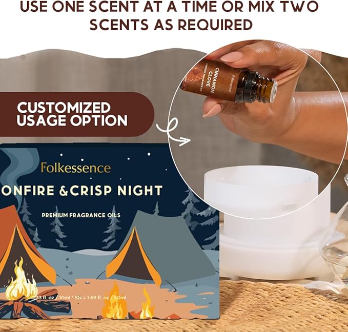 Folkulture Essential Oils for Home | Set of 5 (0.33 fl oz x 5) Fall Essential Oil or Diffuser Oils for Relaxation | Cinnamon Essential Oil or Fall Scents | Pumpkin Fall Essentials for Wome