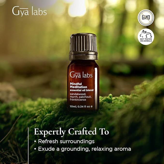 Gya Labs Mindful Meditation Essential Oil Blend - 100% Pure Natural Undiluted Meditation Essential Oil - Grounding & Relaxing (0.34 Fl Oz)