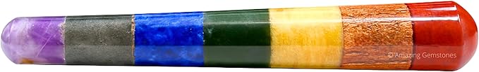 Amazing Gemstone Large Chakra Crystal Wand Massage Stick - Pelvic Wand Gua Sha for Adults - Crystals and Healing Stones Massage Wands for Adults Gifts (Smooth)