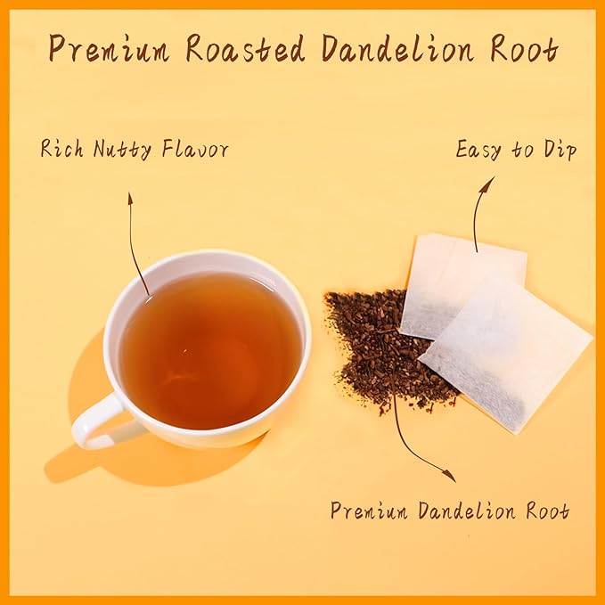 Jarteela - Roasted Dandelion Root Tea Bag, 2g x 50 Count - Dandelion Tea - Premium Herbal Dandelion Tea Bags - Non-GMO - Caffeine-free Tea