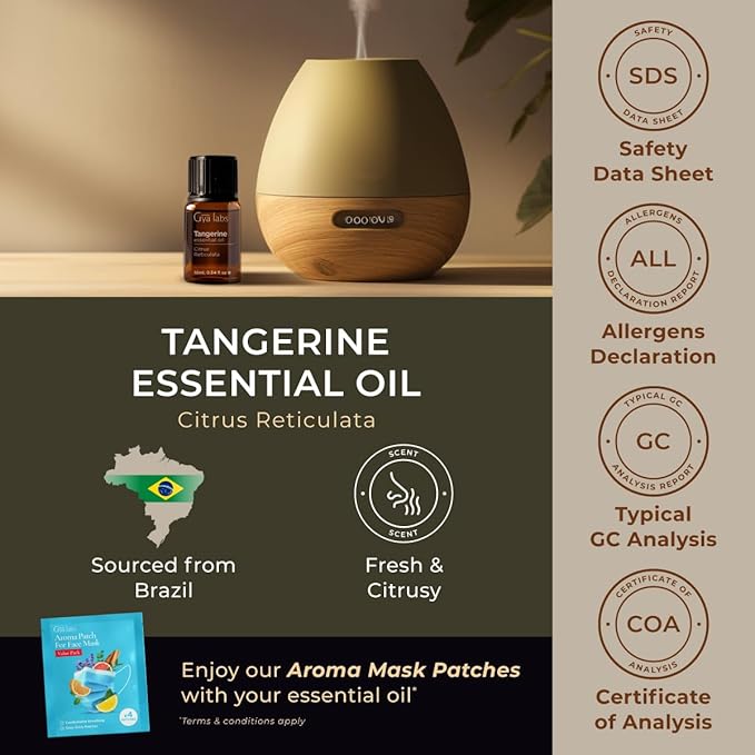 Gya Labs Tangerine Essential Oil - 0.34 Fl Oz - for Hair, Skin, Diffuser, Aromatherapy & DIY Candle Making Scent