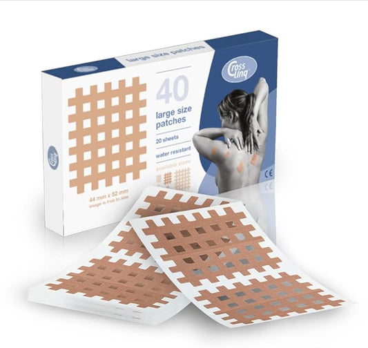 CrossLinq Acupressure Patches | Acupuncture Patch for Scars & Muscle Pain | Crosshatch Pain Patches | Non-Elastic Crosspatches | Large | (Pack of 40)