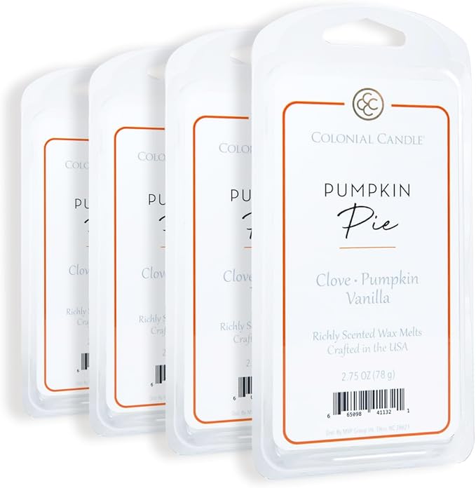 Colonial Candle Pumpkin Pie Wax Melts, Wax Melt Warmer Cubes, Long Lasting Scented Wax Warmer Cubes, 4 Pack, 6 Cubes Each - Made in The USA