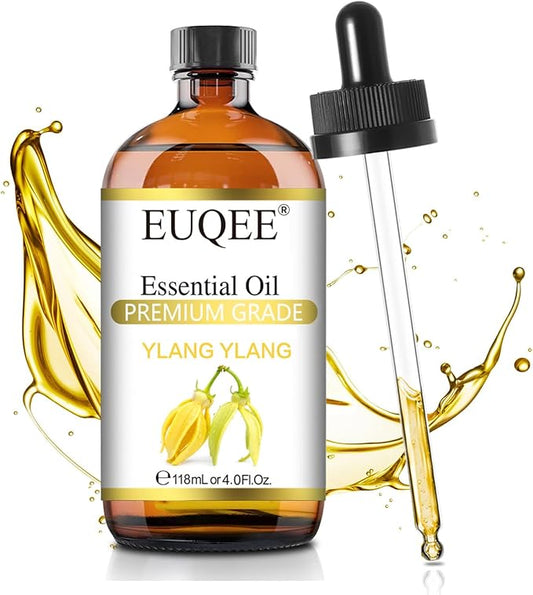EUQEE Ylang Ylang Essential Oil 118ml with Glass Dropper, Pure Ylang Ylang Oil for Diffuser, Candle Making - 4 Fl.Oz