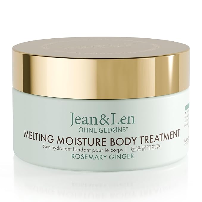 Jean & Len Melting Moisture Body Treatment Rosemary & Ginger, for a fragrant care result, for normal skin, nourishing body butter, without parabens & silicones, 6.76 Fl. Oz.
