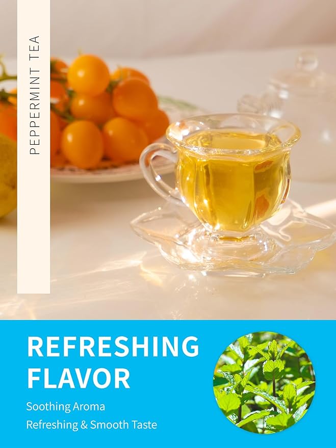 TeeLux Peppermint Tea Bags, Natural Peppermint Herbal Tea, Refreshing & Soothing Mint Tea, Caffeine Free, 100 Count