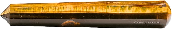 Amazing Gemstone Tiger Eye Crystal Wand Massage Stick - Pelvic Wand Gua Sha for Adults - Crystals and Healing Stones Massage Wands for Adults Gifts (Pointed)