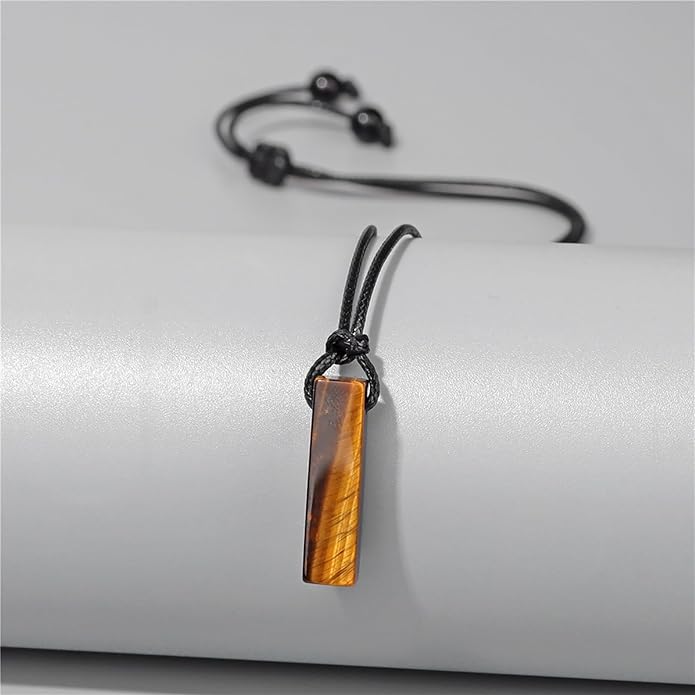 Crystal Necklaces for Women Gemstone Pendant Necklace Adjustable Handmade Black Rope Natural Stone Spiritual Necklace Energy Crystals and Healing Stones Necklace for Men