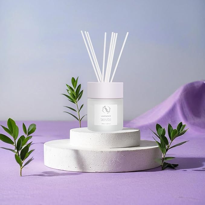 Reed Diffuser Set, Pretty Valley Home Diffuser 100Ml / 3.38fl OZ Gift Box - Includes Reed Diffuser Sticks, Fragrance Oil, and Glass Bottle for Bathroom Office Living Room Decor (Lavender)