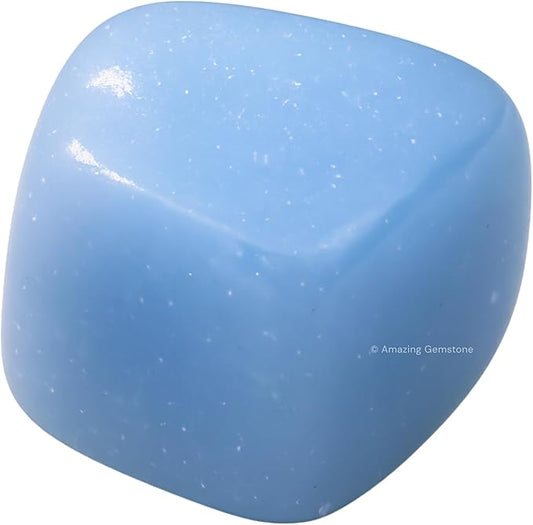 Amazing Gemstone Angelite Crystals and Healing Stones Tumbled - 1 oz, Natural Healing Stones for Energy Balance, Stress Relief - Premium Polished Gems Rocks for Meditation & Wellness