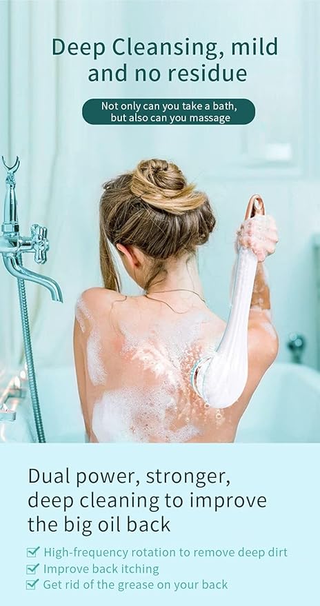 Body Brush Rechargeable, Electric Body Brush Set, Scrubber Shower Brush with Long Handle, Spin Skin Brush with 6 Brush Heads for Cleanse, Massage, exfoliate and Pamper Your Skin in The Shower (Pink)