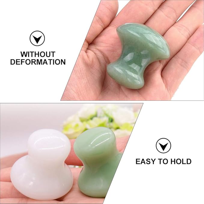 Uonlytech Ice Roller 2Pcs Facial Tools, Green Jade Quartz Massage Rollers Stones Scraping Massage Tool for Women Home Spa