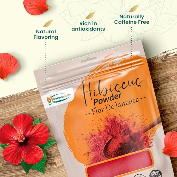 Hibiscus Powder - Natural and Premium Quality - For Hair, Face, and Skin - Perfect For Food and Drinks - Caffeine-free, No Additives (8 oz.)