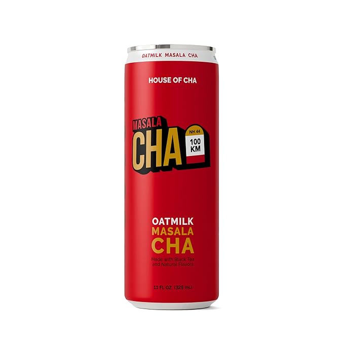 House of Cha, Oat Milk Masala Cha, 11 fl oz Cans (Pack of 12), Original Masala Chai Flavor, Vegan, Gluten-Free, Dairy-Free, Ready-to-Drink On-the-Go