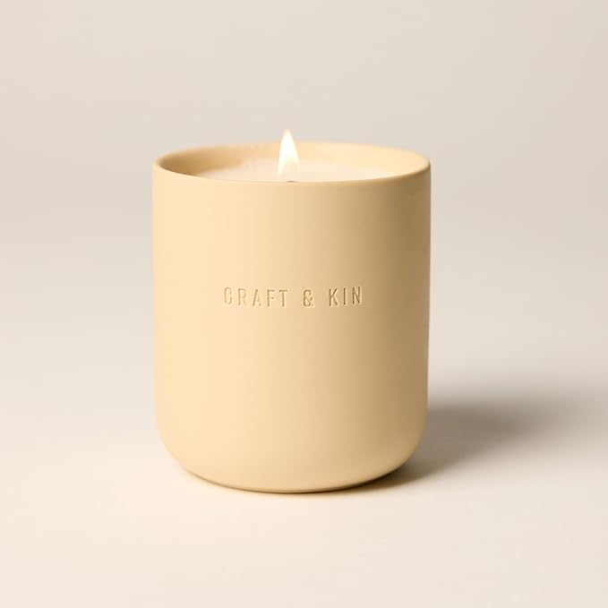 Craft & Kin Scented Candles | Soy Blend with Cotton Wick | Long-Lasting Fall Candles, 40-Hour Burn | Ceramic Jar, Perfect Fall & Winter Home Scent (10 oz, Neroli & Jasmine)