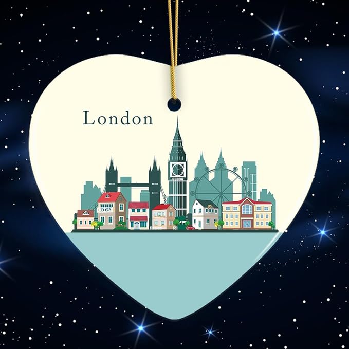 London Ornament, England Landmark Christmas Decoration (Heart)