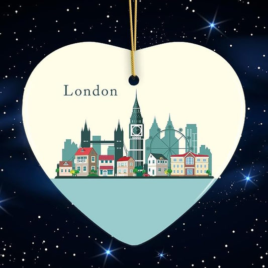 London Ornament, England Landmark Christmas Decoration (Heart)