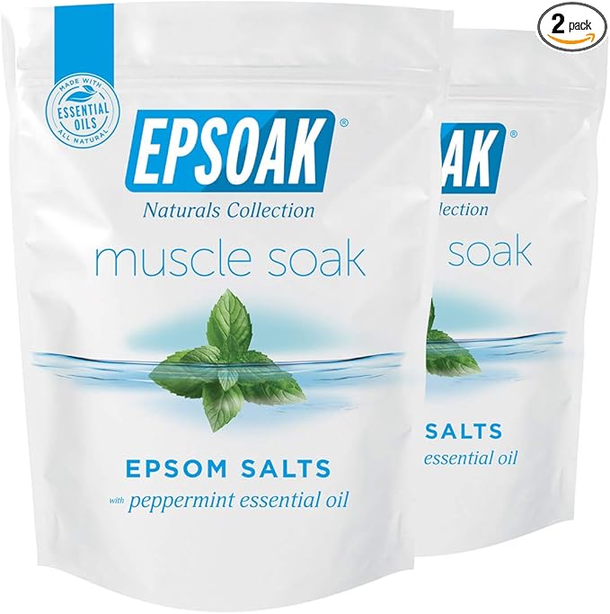 Epsoak Muscle Soak 4 lbs. - Speed Muscle Recovery, Soothe Aching Muscles, and Reduce Inflammation with Epsom Salt & Premium Eucalyptus & Peppermint Essential Oils (Qty 2 x 2 lb. Bags)
