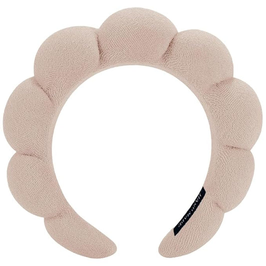 Spa Headbands for Washing Face or Makeup, Sponge Bubble Skincare Headbands, Puffy Terry Cloth Hairband for Women, Skin Care Makeup Headwear Hair Accessories for Girls (Coffee)