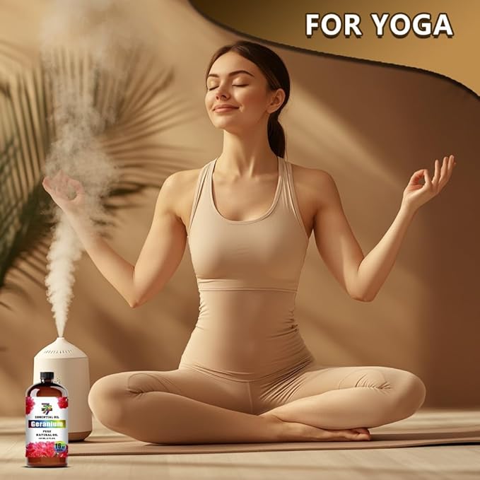 Geranium Essential Oil (16 oz / 480 ml) – Geranium Oils for diffusers, humidifiers, Home Baths, Cleaning Products, Yoga, DIY Soaps and DIY Scented Candles