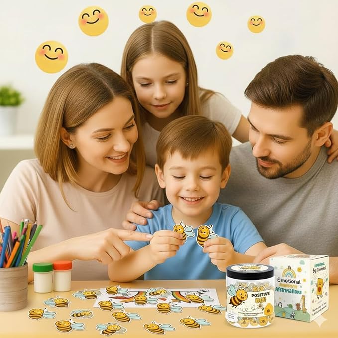 60 Positive Bee Cards Jar, Affirmation Cards for Women, Emotional Support Bee, Bee Themed Gift, Bee Gifts for Women, Bee Gifts for Bee Lovers, Bumble Bee Gift