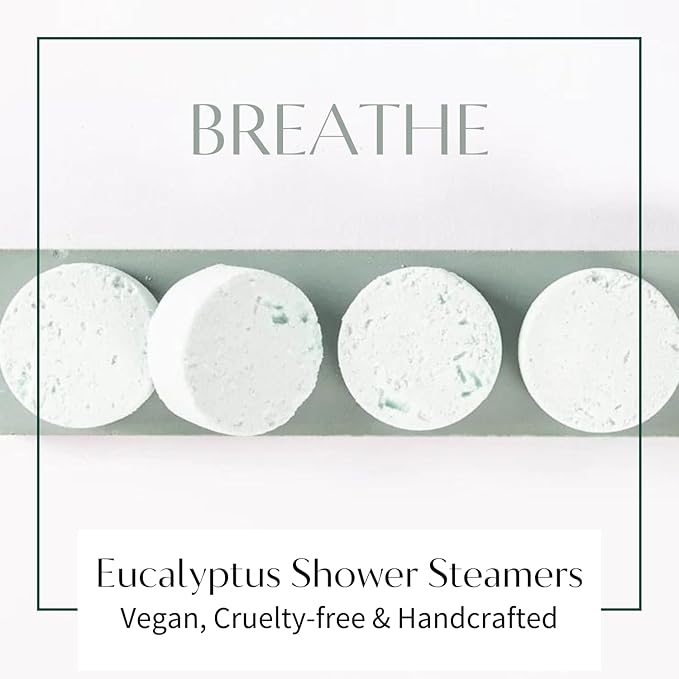 Thulisa Naturals Eucalyptus Shower Steamers Aromatherapy | Organic Shower Bombs with Essential Oils | Self Care Christmas Birthday & Spa Gifts for Women & Men | Stocking Stuffers | 4 Pack