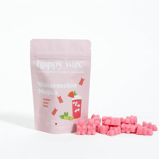 Happy Wax Watermelon Mojito Bear Melts - Natural Strong Summer Scent Infused with Essential Oils - Non-Toxic & Pet-Safe (8 oz Pouch)