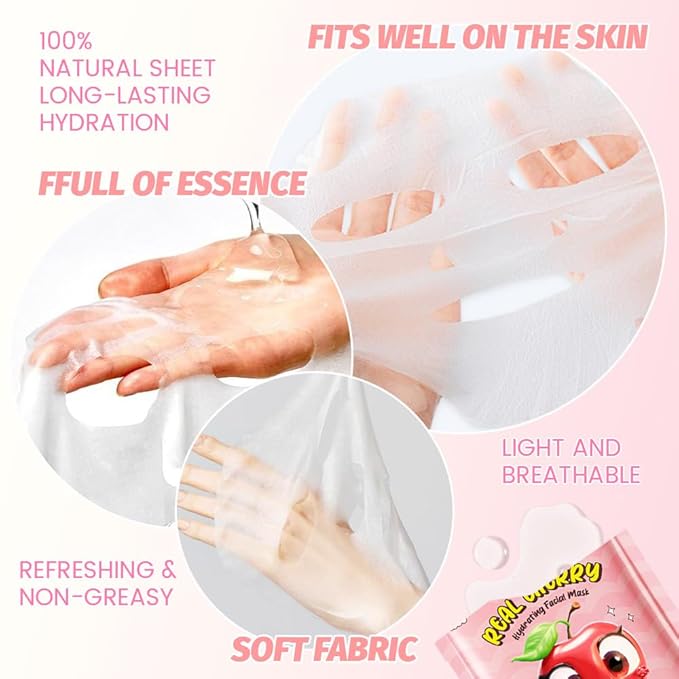 Kaely 6 Pack Fruit Face Masks for Kids, Kids Face Mask Spa Day Kit Supplies, Spa Party Favors for Teens Girls Women, Sheet Facial Mask Skincare Gifts Set, Moisturize Soothe for All Skin Types, 01