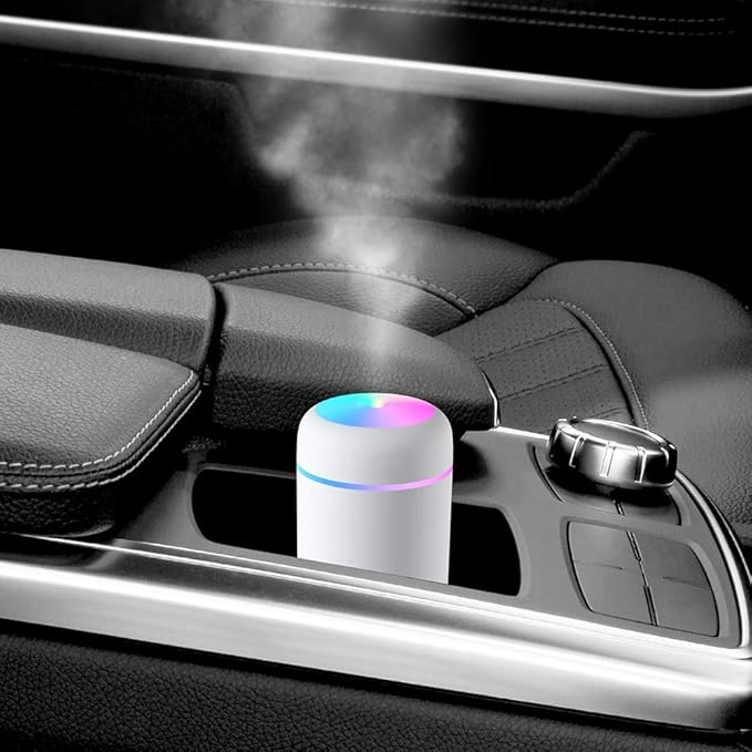 Colorful Cool Mini Humidifier, Essential Oil Diffuser, Aroma Essential USB Personal Desktop Humidifier for Car, Office Room, Bedroom etc,2 Adjustable Mist Modes (Pink)