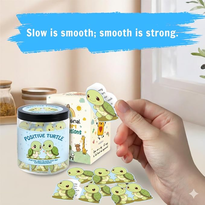 60 Positive Turtle Cards Jar, Affirmation Cards for Women, Emotional Support Turtle, Sea Turtle Gift, Turtle Gifts for Women, Turtle Gifts for Turtle Lovers