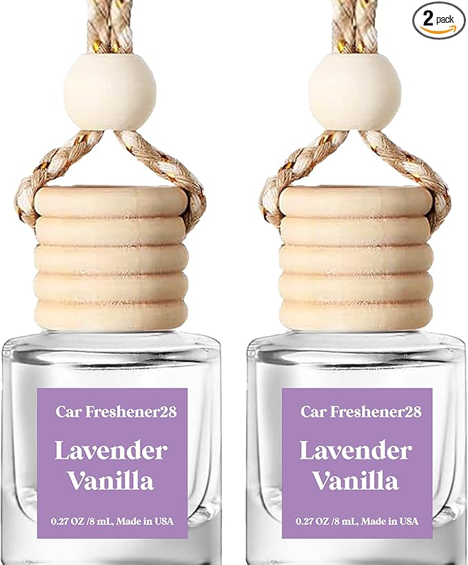 Car Air Freshener Hanging, Car Essential Oil Diffuser, Lavender Vanilla Cute Car Air Freshener, Car Fresheners Long Lasting, Air Fresheners for Women, Air Freshener Diffuser, Made in USA