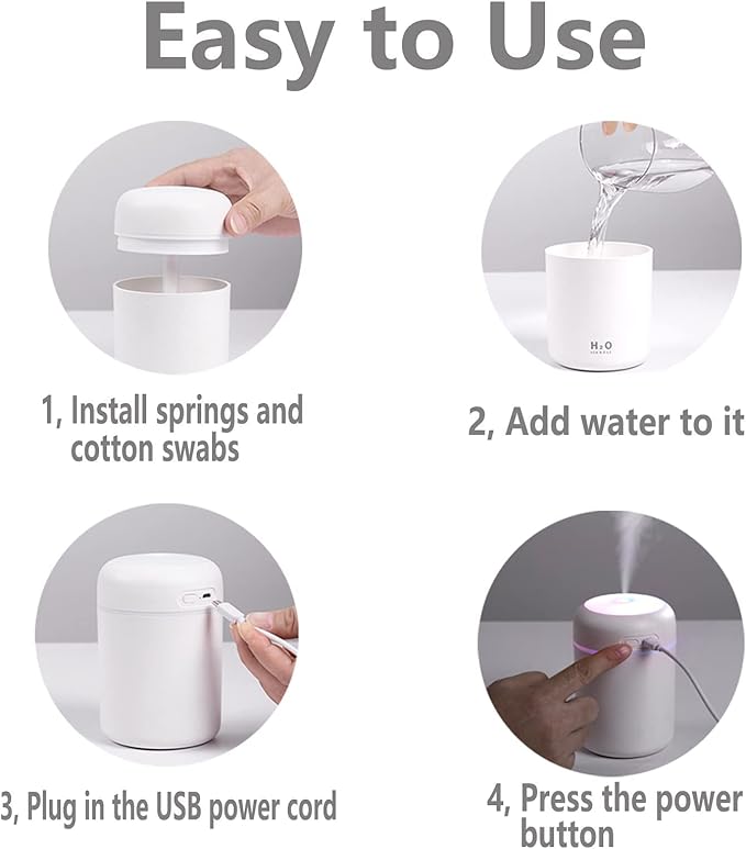 Colorful Cool Mini Humidifier, Essential Oil Diffuser, Aroma Essential USB Personal Desktop Humidifier for Car, Office Room, Bedroom etc,2 Adjustable Mist Modes (Navy Blue)