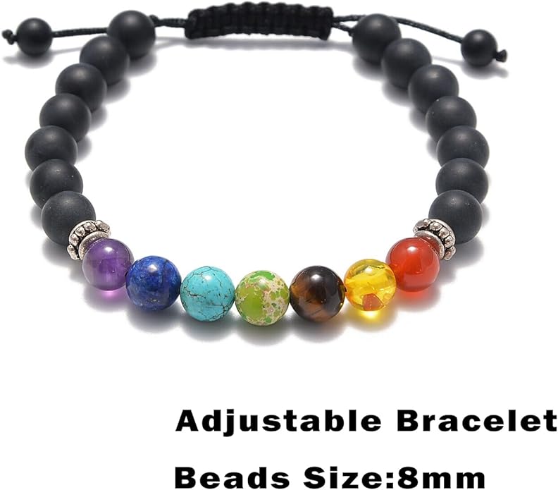 AD Beads 2Pcs His & Hers Distance Beads Bracelets Elastic Natural Stone Yoga Bracelet